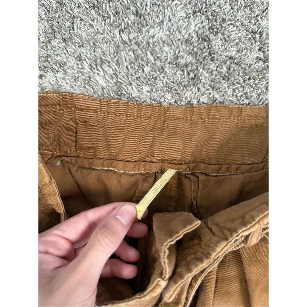 Free People Paper Bag Slouchy Belted Brown Pants Women's 4 Indie Boho Cotton